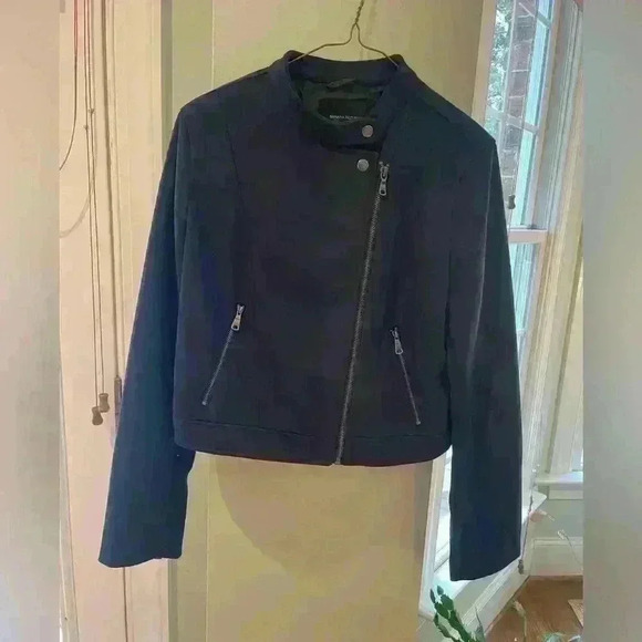 Banana Republic Jacket Size Small Dark Blue Suede Feel - Picture 2 of 7